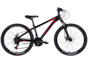 Гірський велосипед 26" рама 16" з дисковими гальмами, 21 швидкість RIDER AM DD 2022 чорний із червоним