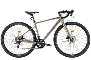 Гравійний алюмінієвий шосейний велосипед 28" ригід GR-90 DD 2022 з дисковими гальмами, бежевий із сірим