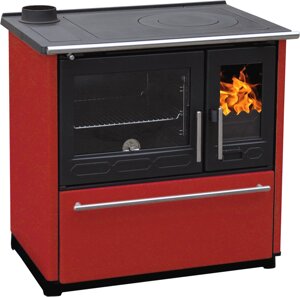 Кухонна піч на дровах для дачі з варильною поверхнею й духовкою PLAMEN 850 GLAS червона — 11 кВт