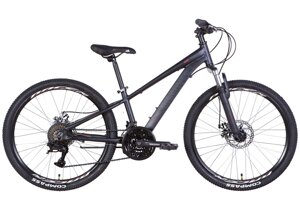 Легкий міський велосипед хардтейл із 21 швидкістю, колеса 24" Discovery QUBE AM DD 2022, чорний із сірим