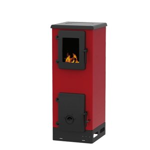 Опалювально-варильна дров'яна піч для невеликого будинку Alfa-Plam Vulkan S червона — 4 кВт