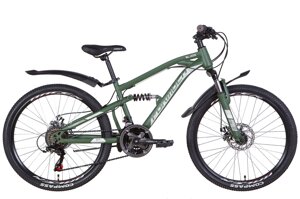 Підлітковий гірський велосипед двопідвіс 24" сталевий Formula BLAZE AM2 DD 2022, темно-зелений