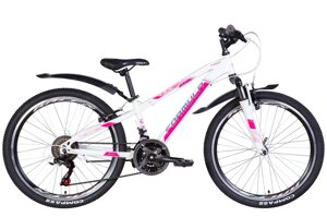 Підлітковий гірський велосипед хардтейл 24" зі сталевою рамою FOREST AM Vbr 2022, біло-рожевий