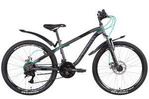 Підлітковий велосипед хардтейл на 21 швидкість, сталевий 24" Discovery FLINT AM DD 2022 темно-сірий