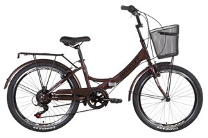Універсальний міський велосипед 24" з кошиком і багажником SMART, тріскачка 2022, коричневий