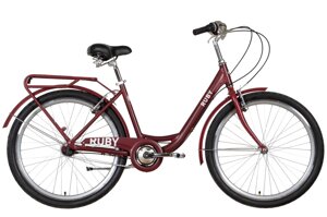 Велосипед дорожній для міста та села 26" RUBY PH 2022 — 3 швидкості з алюмінієвою рамою, темно-червоний