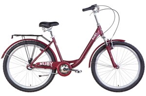 Жіночий міський велосипед 26" Dorozhnik RUBY AM PH 2022 з планетарною втулкою Shimano NEXUS темно-червоний