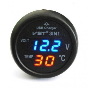 Автомобільний термометр-вольтметр VST 706-5 автомобільні годинник від компанії Інтернет магазин "Megamaks" - фото 1
