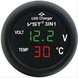 Автомобільні електронний годинник VST 706-4 + USB термометр вольтметр