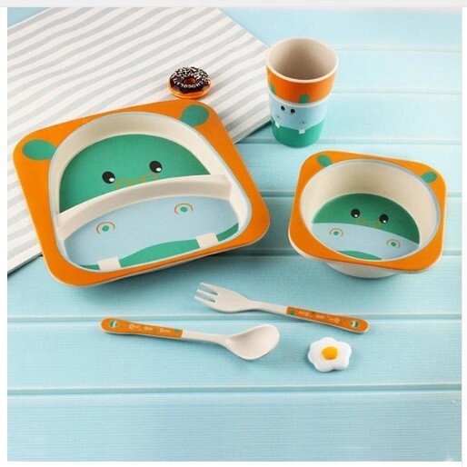 Бамбуковий посуд для дітей Бегемотик Hippo еко іграшки YOOKIDOO від компанії Інтернет магазин "Megamaks" - фото 1