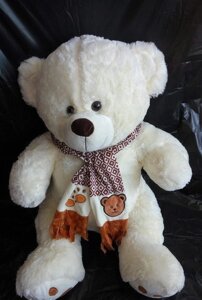 Білий Ведмедик 85 см в шарфі плюшева іграшка хороший подарунок для дітей і дорослих