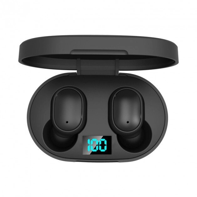 Бездротові Bluetooth навушники вакуумні E6S Black з LED дисплеєм від компанії Інтернет магазин "Megamaks" - фото 1