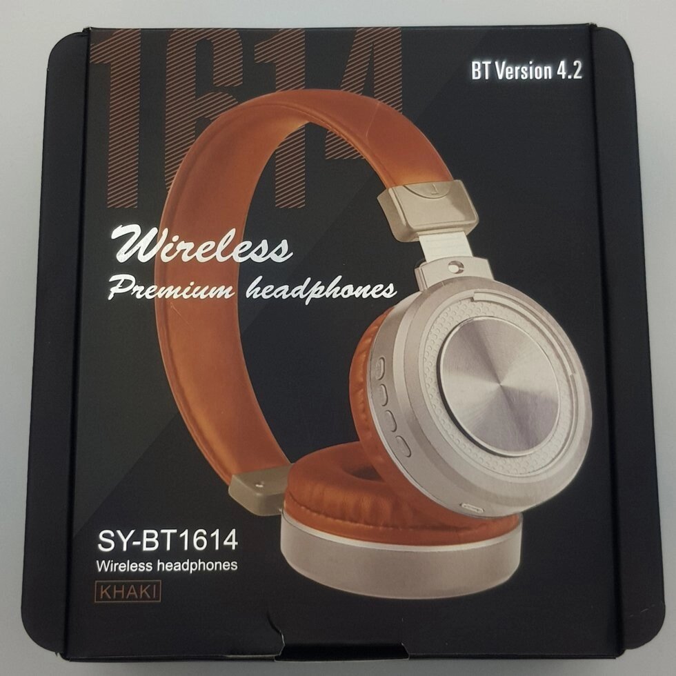 Bluetooth навушники SY-BT1614 бездротова гарнітура коричневі навушники від компанії Інтернет магазин "Megamaks" - фото 1