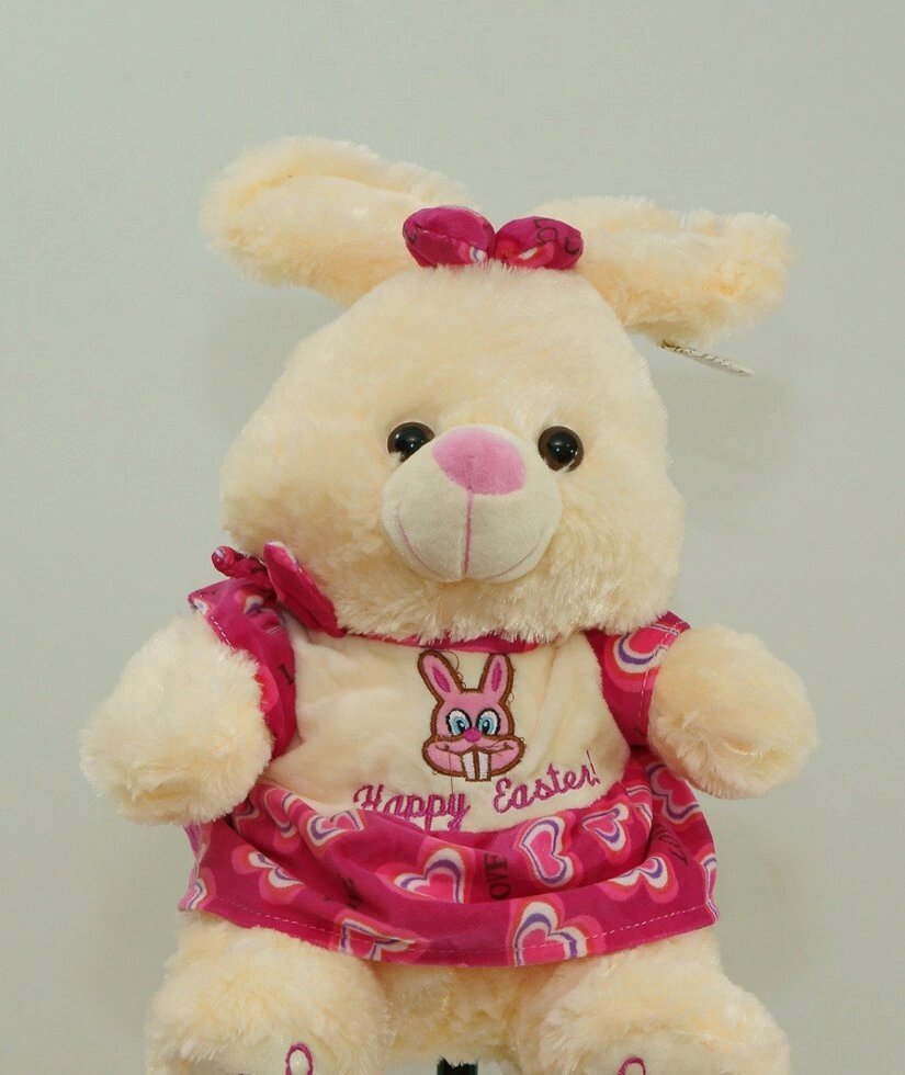 Чарівна Зайка 41 см плюшевий зайчик в рожевій сукні на подарунок говорить іграшка від компанії Інтернет магазин "Megamaks" - фото 1