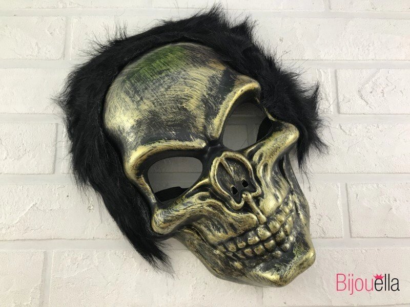 Череп з чорним волоссям оригінальна маска на карнавальні свята від компанії Інтернет магазин "Megamaks" - фото 1