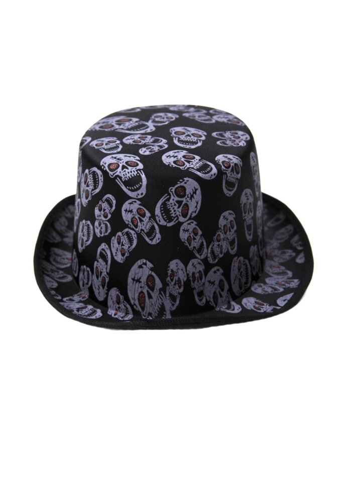 Циліндр казанок з черепом на Хеллоуїн, карнавал, маскарад стильна капелюх від компанії Інтернет магазин "Megamaks" - фото 1