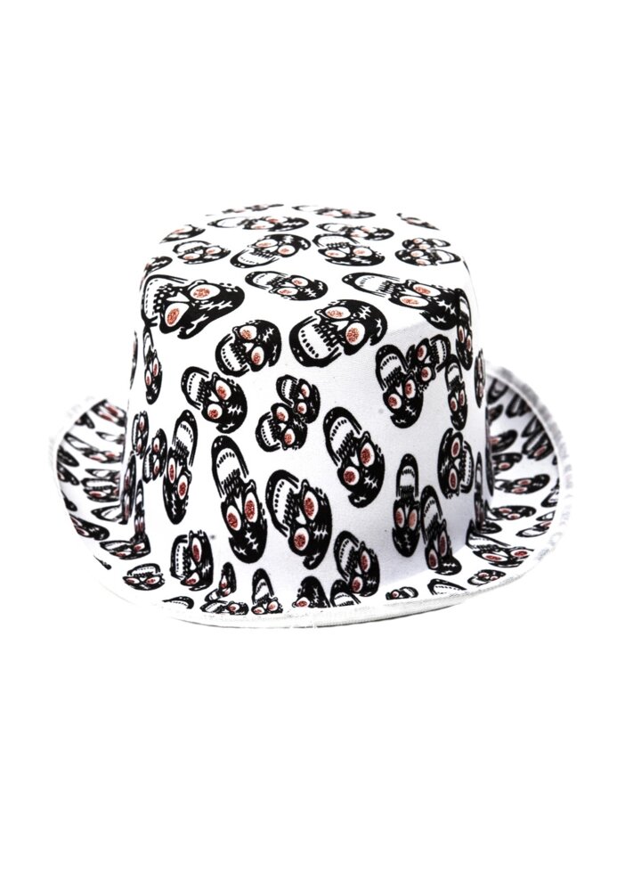 Циліндр ковпак капелюх з черепками білий на Хеллоуїн, маскарад від компанії Інтернет магазин "Megamaks" - фото 1