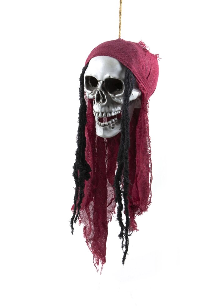 Декор череп Пірата в мішковині на Хеллоуїн підсвічування 21 см від компанії Інтернет магазин "Megamaks" - фото 1