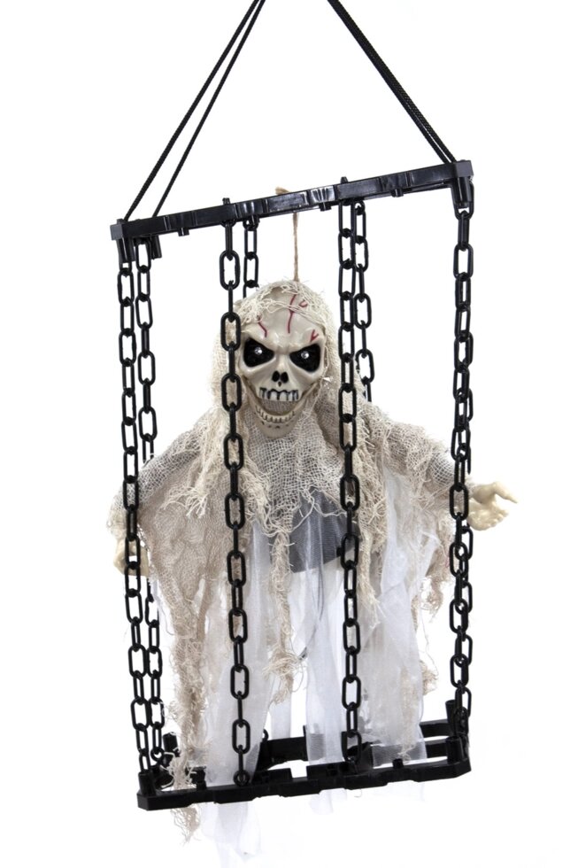 Декор музичний Скелет в клітці мумія на Хеллоуїн 40 см від компанії Інтернет магазин "Megamaks" - фото 1