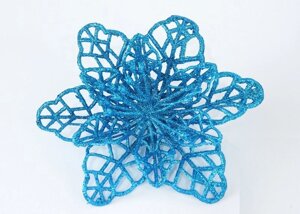 Декор новорічний квітка лілія ажурна блакитного кольору