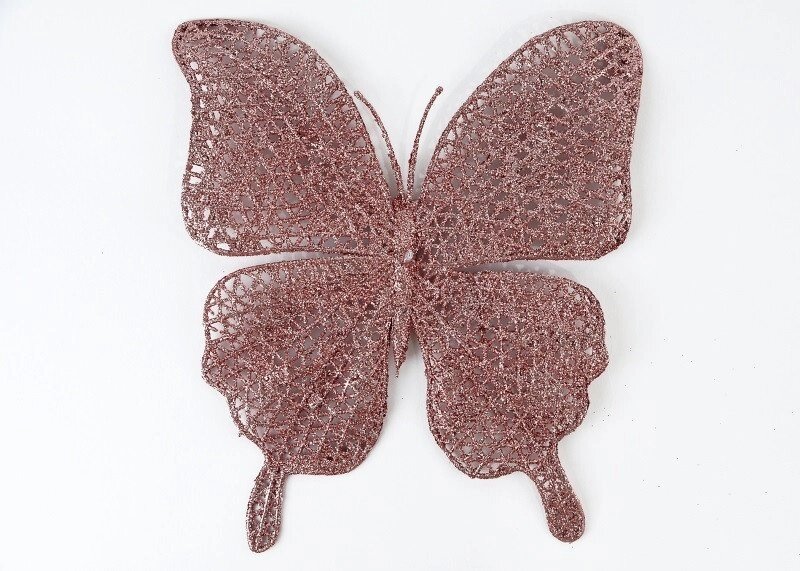 Декор новорічний ажурна метелик пудра від компанії Інтернет магазин "Megamaks" - фото 1