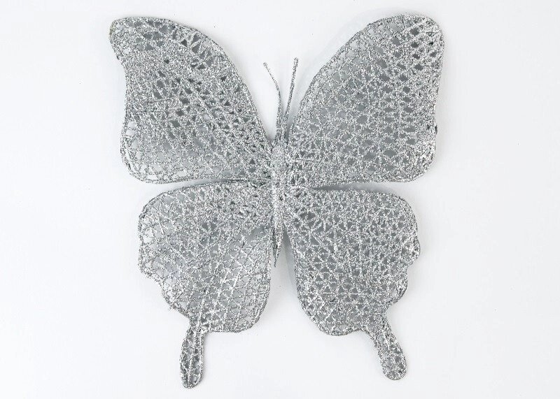 Декор новорічний ажурна метелик срібло від компанії Інтернет магазин "Megamaks" - фото 1