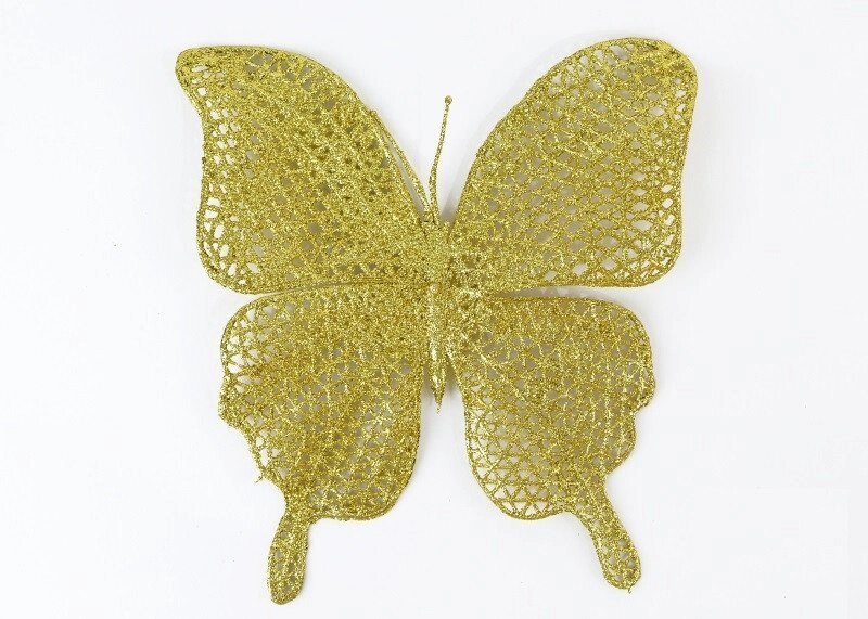 Декор новорічний ажурна метелик золото від компанії Інтернет магазин "Megamaks" - фото 1