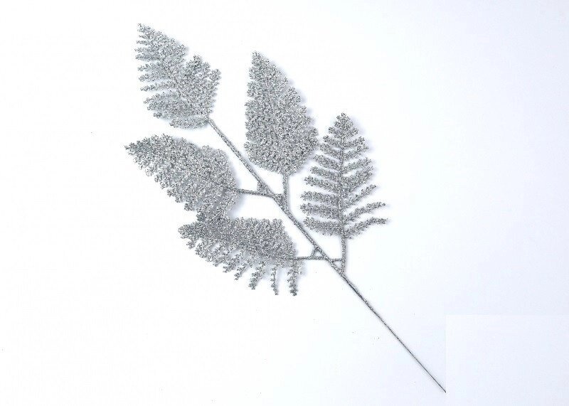 Декор новорічний гілка папороті в Гліттер срібляста від компанії Інтернет магазин "Megamaks" - фото 1