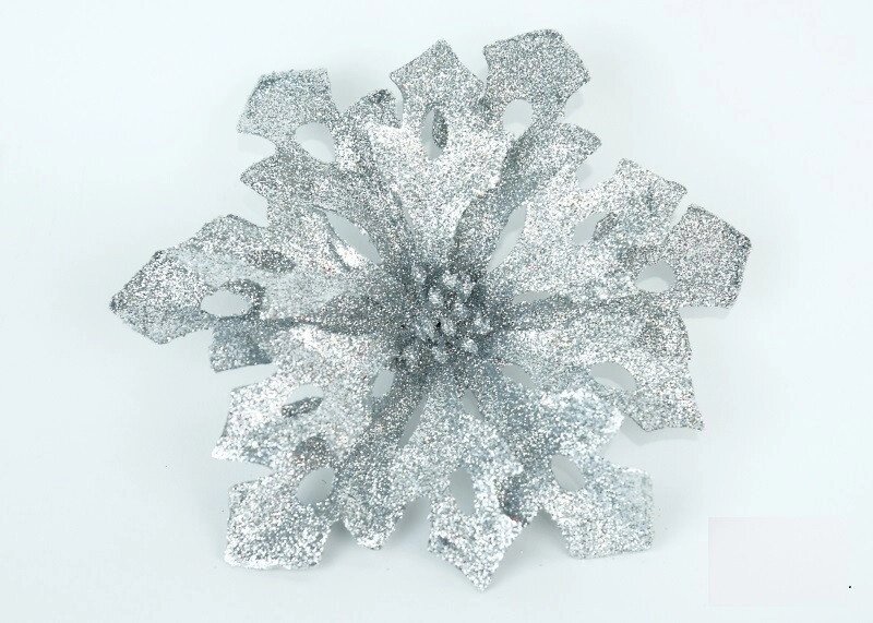 Декор новорічний квітка декоративний з глітером кольору пудра від компанії Інтернет магазин "Megamaks" - фото 1
