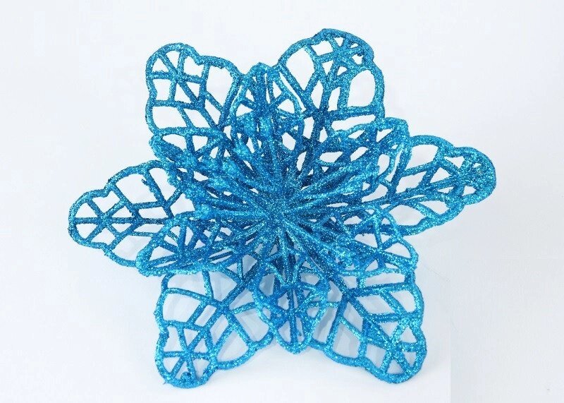 Декор новорічний квітка лілія ажурна блакитного кольору від компанії Інтернет магазин "Megamaks" - фото 1