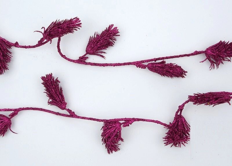 Декор новорічний ліана з квітковими шишечками малинова від компанії Інтернет магазин "Megamaks" - фото 1