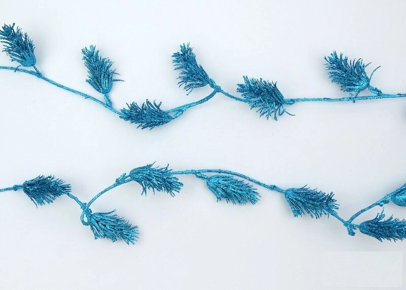 Декор новорічний ліана з квітковими шишечками синя від компанії Інтернет магазин "Megamaks" - фото 1