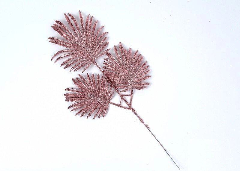 Декор новорічний пальмова гілка в Гліттер рожева від компанії Інтернет магазин "Megamaks" - фото 1