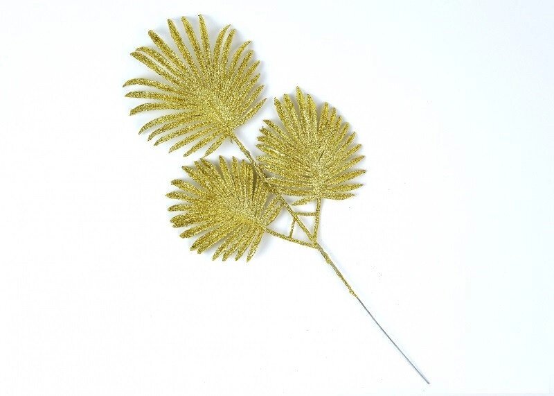 Декор новорічний пальмова гілка в Гліттер золото від компанії Інтернет магазин "Megamaks" - фото 1