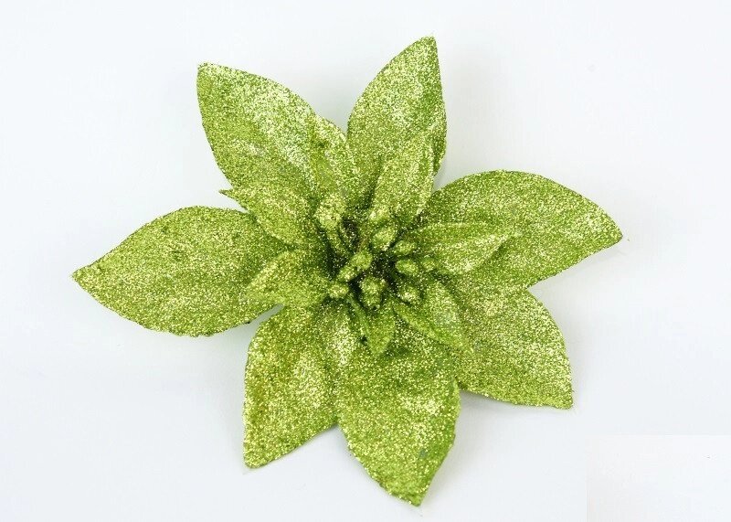 Декор новорічний пуансеттия зеленого кольору від компанії Інтернет магазин "Megamaks" - фото 1