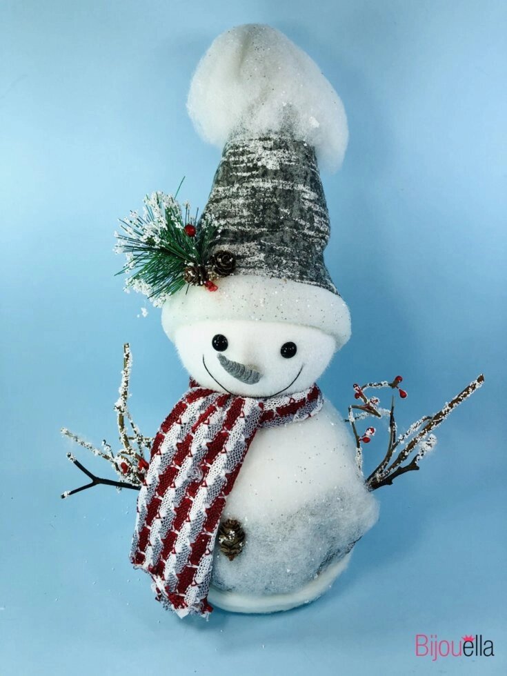 Декоративний новорічний сніговик у капелюсі 42 см від компанії Інтернет магазин "Megamaks" - фото 1