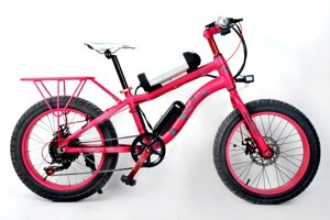 Дитячий електровелосипед для дівчаток рожевого кольору LKS Fatbike Electro 250 Вт 1000