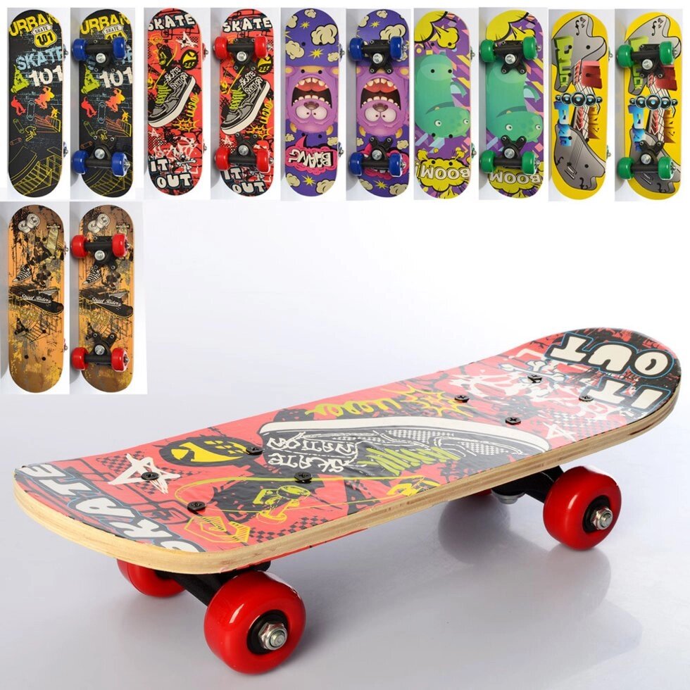 Дитячий дерев'яний скейт 6 кольорів PROFI 0324-1 від компанії Інтернет магазин "Megamaks" - фото 1