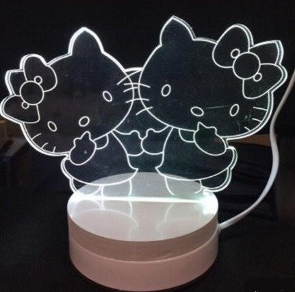 Дитячий світильник Кітті 3D нічник оригінальний сучасний від компанії Інтернет магазин "Megamaks" - фото 1