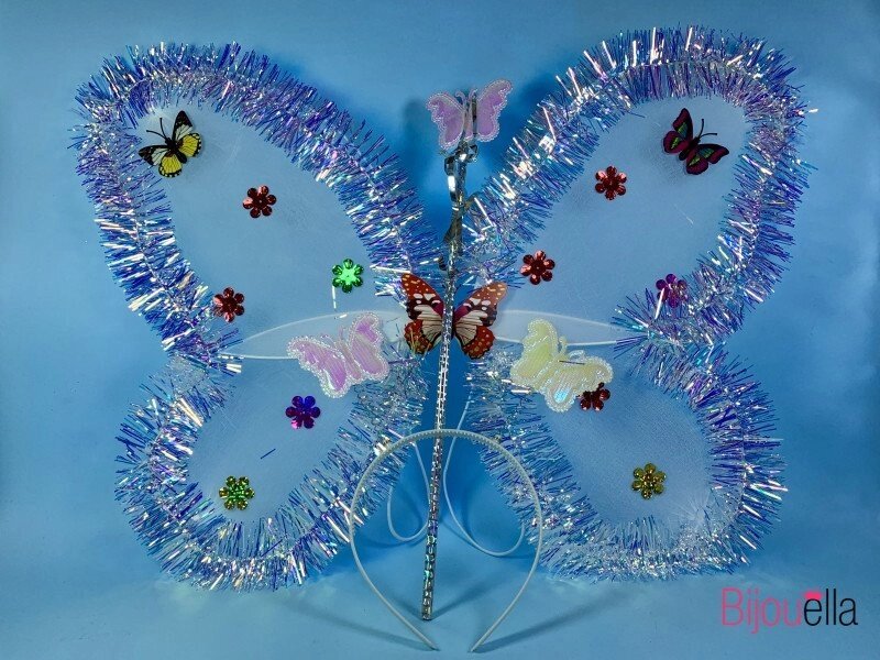 Для дівчинки комплект Феї з метеликами карнавальний 3в1 крила обруч чарівна паличка від компанії Інтернет магазин "Megamaks" - фото 1