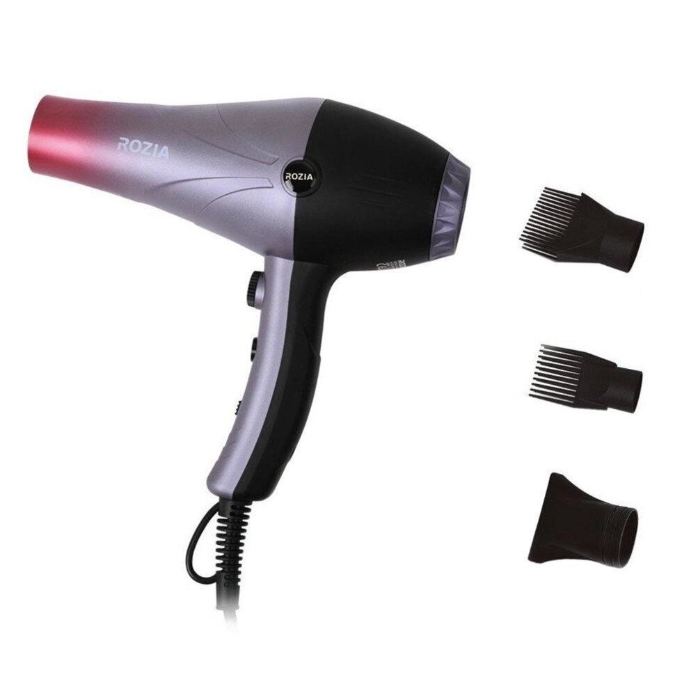 Фен для волосся Rozia HC-8505 2000 Вт 3 насадки для укладання волосся функція іонізації від компанії Інтернет магазин "Megamaks" - фото 1