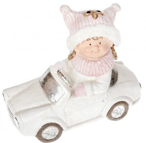 Фігура декоративна новорічна Дівчинка в машині 40 см із LED-підсвічуванням "GIRL IN A CAR"