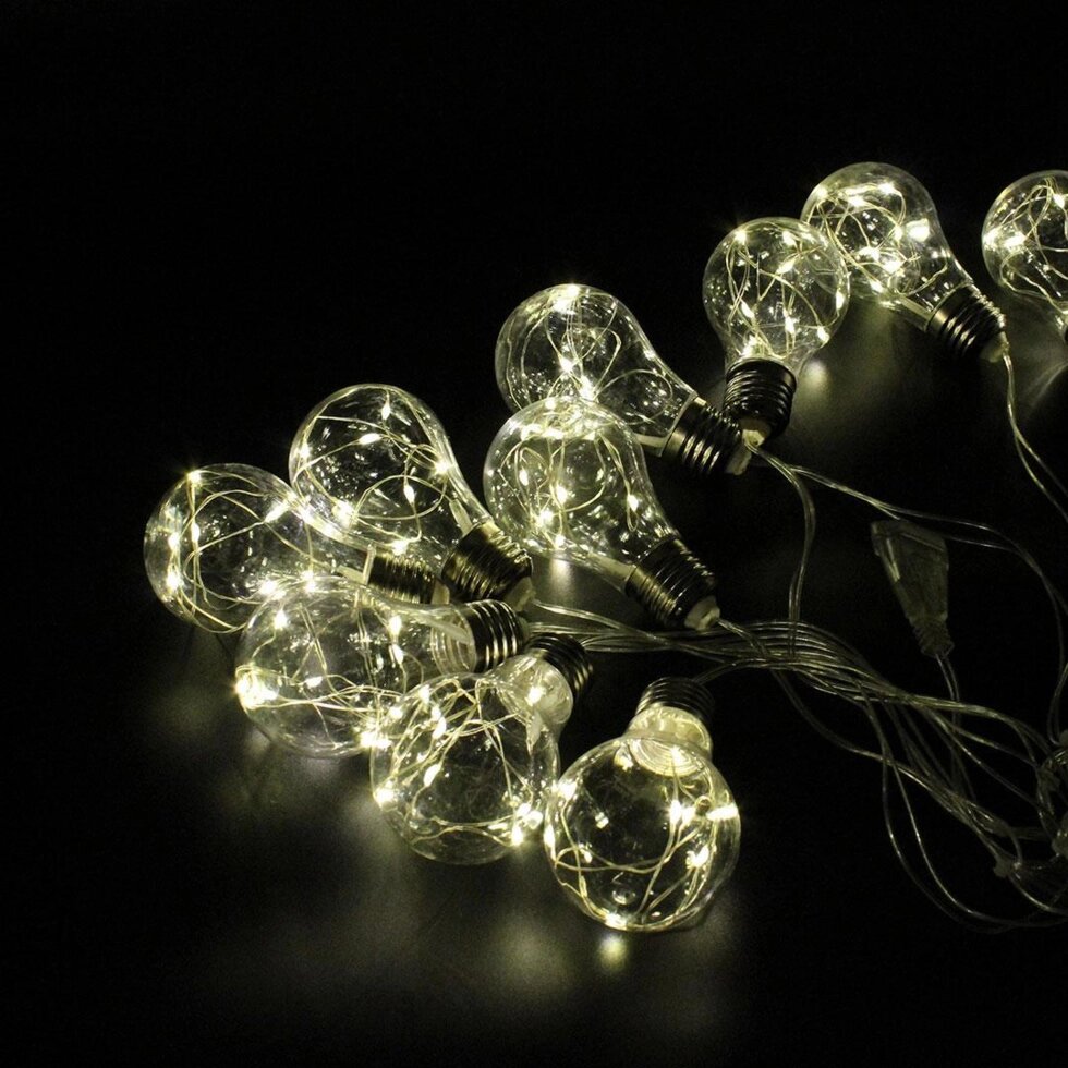 Гірлянда новорічна LED 10 лампочок 2 метри теплий білий від компанії Інтернет магазин "Megamaks" - фото 1