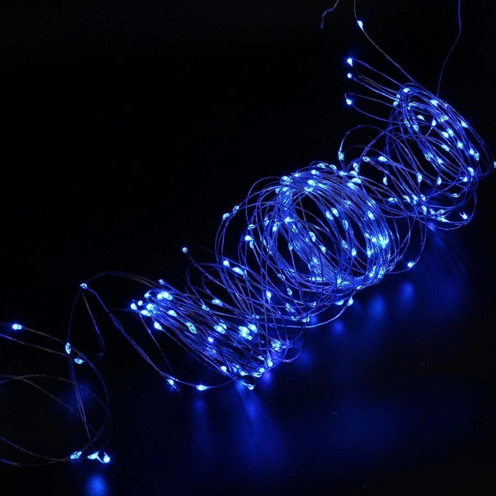 Гірлянда новорічна Xmas LED 200 на мідному дроті синя крапля роси 20 метрів від компанії Інтернет магазин "Megamaks" - фото 1