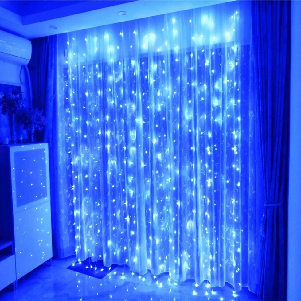 Гірлянда Xmas LED Водоспад 3M * 3M 480-WW синій від компанії Інтернет магазин "Megamaks" - фото 1