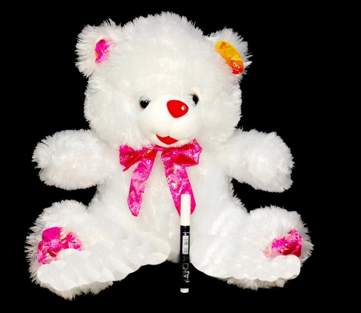 Іграшки для дітей Мишка 42 см з бантиком плюшевий Ведмідь з рожевим бантом від компанії Інтернет магазин "Megamaks" - фото 1