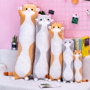 Іграшка подушка обнімашка Кіт батон, довгий кіт в різних кольорах 110 см