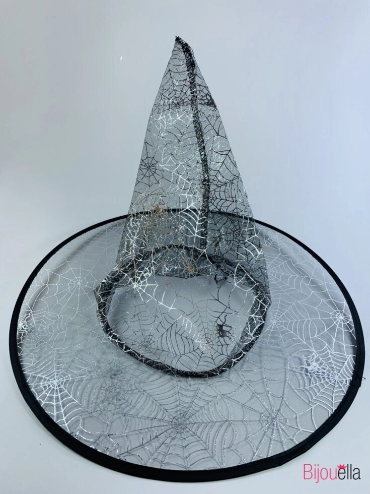 Карнавальна капелюх для дівчинки ковпак Відьми прозорий срібляста павутина від компанії Інтернет магазин "Megamaks" - фото 1