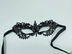 Карнавальная маска ажурная черная на карнавалы Новый Год 12 штук упаковка
