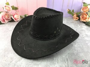 Карнавальна капелюх Ковбой чорний замш, велика на новорічну тематичну вечірку